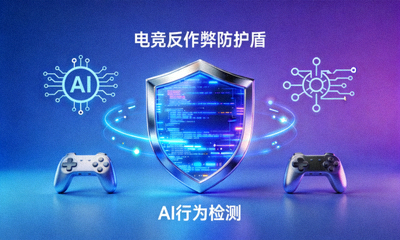 AI行为检测与电竞反作弊防护盾图形